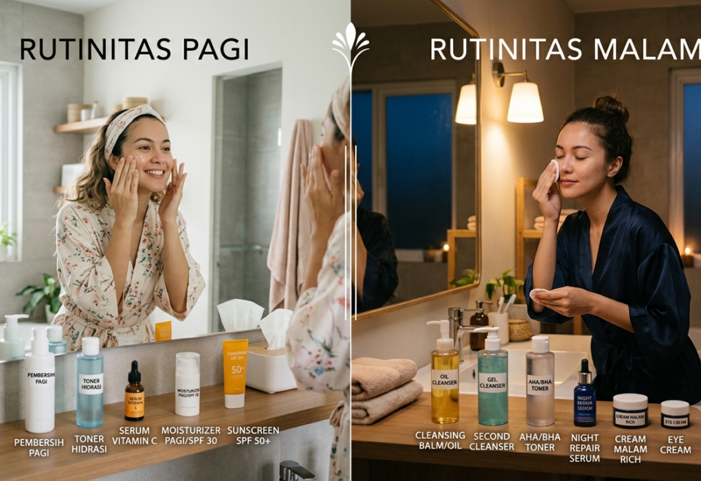 Rutinitas Skincare Pagi & Malam untuk Kulit Sehat